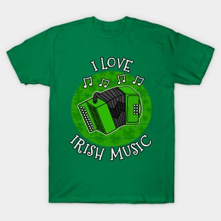 St Patrick's Day Accordion, I Love Irish Music T-Shirt